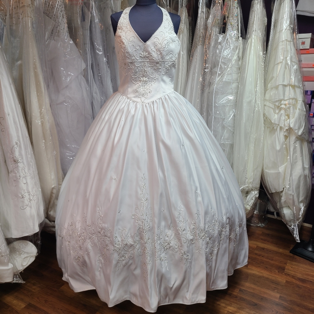 White Halter Vintage Ballgown